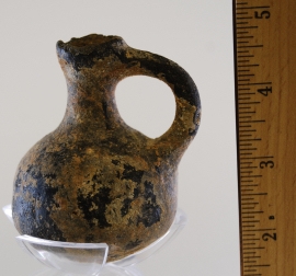 Blackware olive-oil cruse, Iron Age-II (3''h x 2¼'' diam)